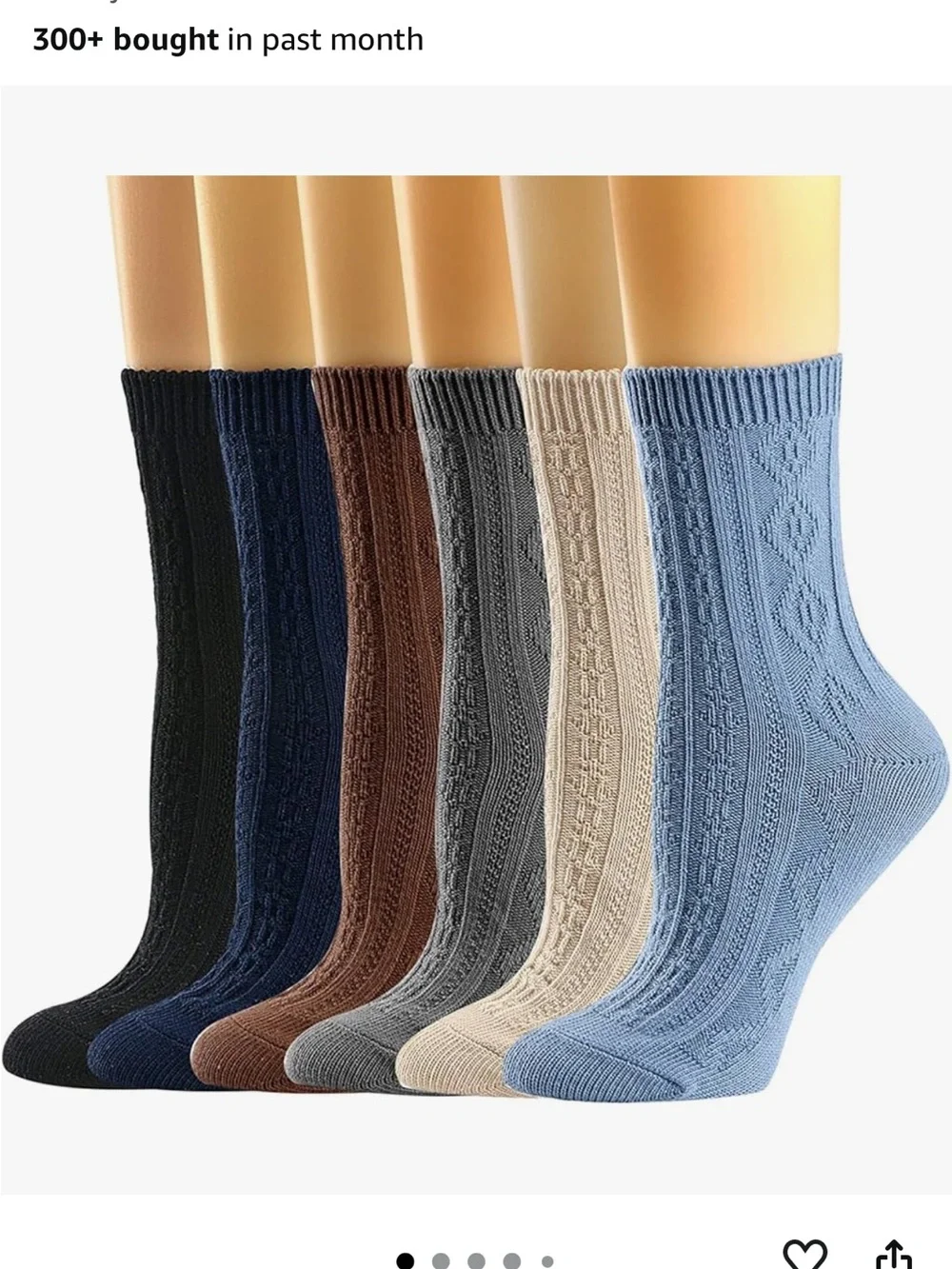 Women’s Classic Cable Knit Crew Socks - Multi Color Pack